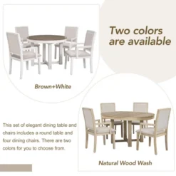 5 PCS Round Extendable Dining Table Set With Butterfly Leaf And 4 Upholstered Dining Armchairs-ModernLuxe 18 5 PCS Round Extendable Dining Table Set With Butterfly Leaf And 4 Upholstered Dining Armchairs-ModernLuxe -Furniture Series Store GUEST 388f37f7 be42 441c 85d3 446fee3d6c24