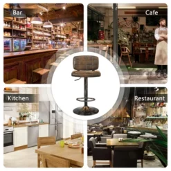 Costway Set Of 4 Adjustable Bar Stools Swivel Bar Chairs W/Backrest Retro Brown -Furniture Series Store GUEST 39597417 85a5 471b b6d7 248a2837bf90