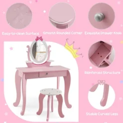 Costway Kid Vanity Table Stool Set With Adjustable Mirror Storage Drawer Makeup Pink -Furniture Series Store GUEST 3a03915c c18f 4dfe 8d5e 81a8d4aa7676
