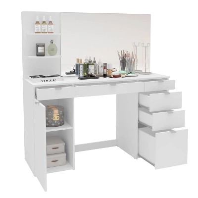 Amelia Vanity Table With Mirror White - Polifurniture 5 Amelia Vanity Table With Mirror White - Polifurniture - Image 5