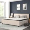 Flash Furniture Tribeca Tufted Upholstered Platform Bed With 10 Inch CertiPUR-US Certified Foam And Pocket Spring Mattress