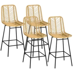 HOMCOM Modern Rattan Bar Stools Set Of 4, Breathable Steel-Base Wicker Counter Height Barstools For Kitchen Counter, Yellow 7 HOMCOM Modern Rattan Bar Stools Set Of 4, Breathable Steel-Base Wicker Counter Height Barstools For Kitchen Counter, Yellow -Furniture Series Store GUEST 3ae77b46 03b9 4731 b974 223e4b6451af
