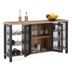 Jomeed Modern Industrial Farmhouse Metal Frame Wooden Buffet Coffee Entertainment Cabinet With Removable Wine Bottle And Stemware Racks -Furniture Series Store GUEST 3afaa3b2 1831 4996 a2be 774430405902