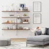 64" Wood And Metal 4 Tier Wall Mount Floating Bookshelf - Nathan James