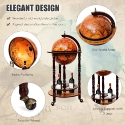 Costway 17.5'' Wood Globe Wine Bar Stand 16th Century Italian Rack Liquor Bottle Shelf 11 Costway 17.5'' Wood Globe Wine Bar Stand 16th Century Italian Rack Liquor Bottle Shelf -Furniture Series Store GUEST 3c29ab6e 6116 4d36 991a 29844edb972a
