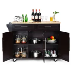 Costway Kitchen Island Trolley Cart Wood Top Rolling Storage Cabinet W/Knife Block WhiteBrown -Furniture Series Store GUEST 3c7d605a cbc2 433e 829d de0e0655759f