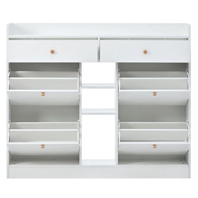 Modern Multifunctional Shoe Cabinet With 4 Turnover Drawers - ModernLuxe 6 Modern Multifunctional Shoe Cabinet With 4 Turnover Drawers - ModernLuxe - Image 6
