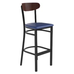 Emma And Oliver Industrial Barstool With Rolled Steel Frame And Solid Wood Seat - 500 Lbs. Static Weight Capacity -Furniture Series Store GUEST 3ec8ee2f 6cbe 47be 973e bd1905a7fb32