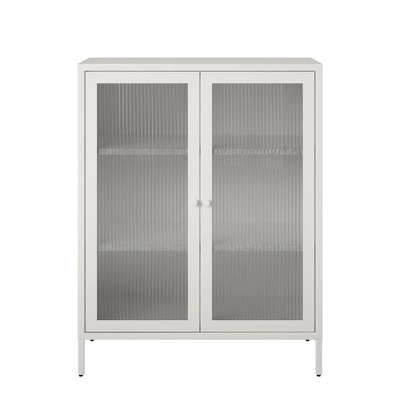 RealRooms Shadwick 2 Door Storage Cabinet-Fluted Glass Metal Locker 4 RealRooms Shadwick 2 Door Storage Cabinet-Fluted Glass Metal Locker - Image 4
