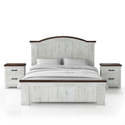 3pc Willow Rustic Bedroom Set With 2 Nightstands Distressed White/Walnut - HOMES: Inside + Out 9 3pc Willow Rustic Bedroom Set With 2 Nightstands Distressed White/Walnut - HOMES: Inside + Out - Image 9