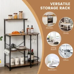 Costway Kitchen Bakers Rack Microwave Stand Coffee Bar W/ S-Hooks & Stemware Holder -Furniture Series Store GUEST 3fbb20fb b735 4959 8532 930b81a90532