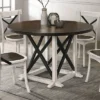 47" Piker Round Wood Dining Table Dark Walnut/Antique White - HOMES: Inside + Out