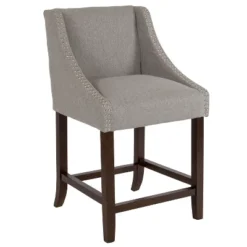 Emma And Oliver 24"H Transitional Walnut Counter Stool W/ Accent Nail Trim -Furniture Series Store GUEST 402b6624 fc11 45a6 8fab b261c4c8cd9f