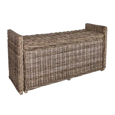 Happimess Naples 47.50" Wicker Trunk Storage Bench, Gray 2 Happimess Naples 47.50" Wicker Trunk Storage Bench, Gray - Image 2