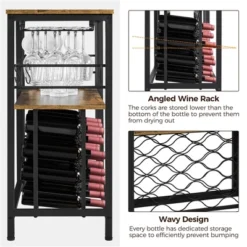 Yaheetech Home Bar Industrial Wine Rack Table With Glass Holder, Wine Bar Cabinet, Rustic Brown 11 Yaheetech Home Bar Industrial Wine Rack Table With Glass Holder, Wine Bar Cabinet, Rustic Brown -Furniture Series Store GUEST 4102d137 e82a 4191 8a8b 2bfa5e1094ba