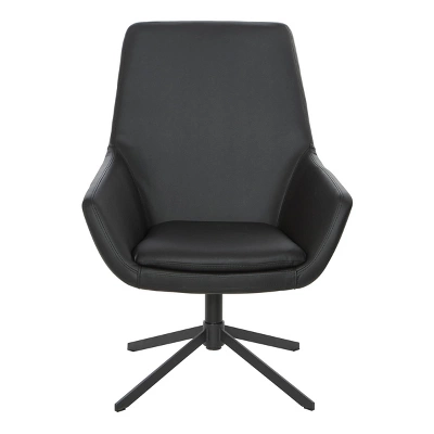 Tubby Chair With Black Base Faux Leather Black - OSP Home Furnishings 1 Tubby Chair With Black Base Faux Leather Black - OSP Home Furnishings