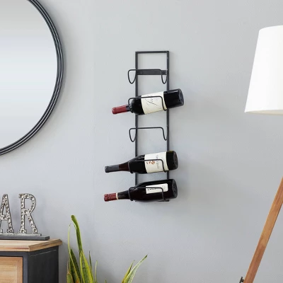 Industrial Metal Wall Wine Rack Black - Olivia & May 1 Industrial Metal Wall Wine Rack Black - Olivia & May
