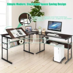 Costway L-Shaped Computer Desk Drafting Table Workstation W/ Tiltable Tabletop -Furniture Series Store GUEST 4195e81b 2245 4938 9fba a0b2165e4910