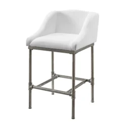 Dillon Metal Counter Height Barstool Textured Silver/White - Hillsdale Furniture -Furniture Series Store GUEST 41c2f121 062b 4703 864e b04484fcbd01