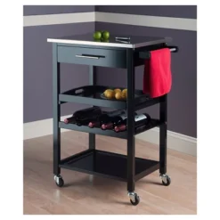 Anthony Stainless Steel Top Kitchen Cart Wood/Black - Winsome -Furniture Series Store GUEST 424356c5 f670 4cbd a02b 895c7979a124