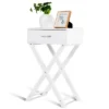Costway 2 PCS Nightstand X-Shape Drawer Accent Side End Table Modern Home Furniture White