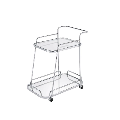 30" Aegis Clear Glass Serving Cart Chrome Finish - Acme Furniture 2 30" Aegis Clear Glass Serving Cart Chrome Finish - Acme Furniture - Image 2