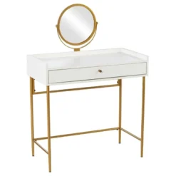 Randburg Vanity Table With Mirror White/Gold - Aiden Lane 12 Randburg Vanity Table With Mirror White/Gold - Aiden Lane -Furniture Series Store GUEST 436d92e1 7512 4b0f a05b 6a58a68f1c92