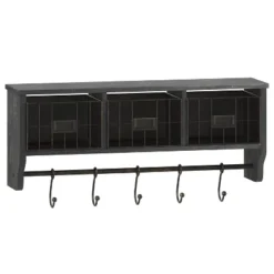 Emma And Oliver Rustic Country Wall Mounted Shelf With 5 Adjustable Sliding Hooks And Three Wire Storage Baskets 24 Emma And Oliver Rustic Country Wall Mounted Shelf With 5 Adjustable Sliding Hooks And Three Wire Storage Baskets -Furniture Series Store GUEST 444710f6 9d07 4485 b900 35f5710263ac