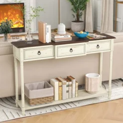 Costway Farmhouse Console Table Entryway Sideboard With 3 Drawers & Open Storage Shelf -Furniture Series Store GUEST 44820902 fdfd 4757 8270 7823492254d5