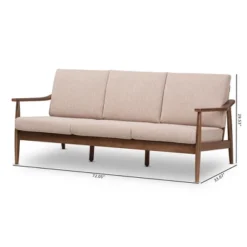Venza Mid-Modern Walnut Wood Fabric Upholstered 3 Seater Sofa Light Brown - Baxton Studio -Furniture Series Store GUEST 44fe4afe cdd4 490a a587 db3a00b74bcc