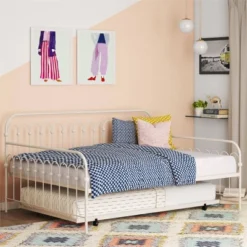 Twin Bright Pop Metal Daybed With Roll Out Trundle - Novogratz