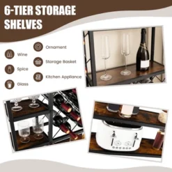 Costway Industrial Wine Rack Multi-purpose Freestanding Bakers Rack With Glass Holder -Furniture Series Store GUEST 45b1a900 dd21 4a58 83d6 464bfac68bf1