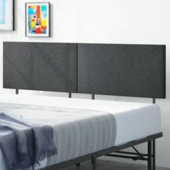 SmartBase With Upholstered Headboard Bed Black - Zinus