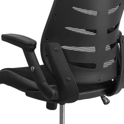 Emma And Oliver High Back Black Mesh Swivel Ergonomic Office Chair With Adjustable Flip-Up Arms 4 Emma And Oliver High Back Black Mesh Swivel Ergonomic Office Chair With Adjustable Flip-Up Arms - Image 4