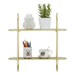 20" 2 Tier Warm Metal Hanging Bracket Wall Mounted Shelf Gold - Danya B. -Furniture Series Store GUEST 48b84b75 5da6 46c0 a278 626c6a9699ec