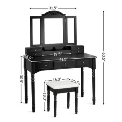 Costway 7 Drawers Vanity Set Dressing Table W/ Tri-Folding Mirror 14 Costway 7 Drawers Vanity Set Dressing Table W/ Tri-Folding Mirror -Furniture Series Store GUEST 4b1da2e8 fd25 4517 8385 9458c7321b8f
