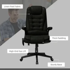 HOMCOM 6 Point Vibrating Massage Office Chair With Heat, Linen High Back Executive Office Chair With Reclining Backrest, Armrests -Furniture Series Store GUEST 4c8bb64d be30 4d11 9b9f 204f28563ca5