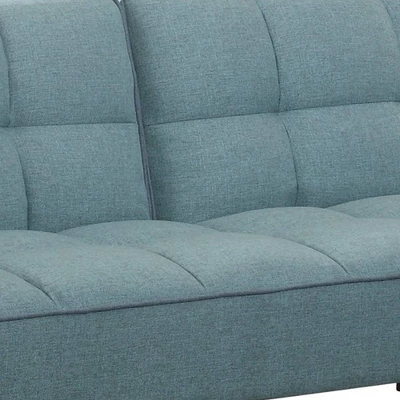 Tufted Stitching Fabric Sofa Bed With Splayed Legs Blue - Benzara 2 Tufted Stitching Fabric Sofa Bed With Splayed Legs Blue - Benzara - Image 2