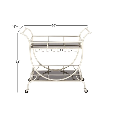 Modern 2 Tier Cart Silver - Olivia & May 3 Modern 2 Tier Cart Silver - Olivia & May - Image 3