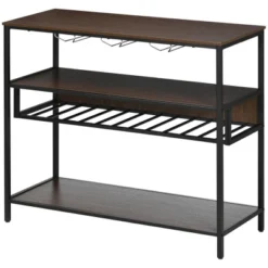 HOMCOM Industrial Wine Rack With 11-Bottles Holder, Free Standing Wine Shelf With Glass Holders For Home Bar, Kitchen, Dark Brown -Furniture Series Store GUEST 4d06f758 471f 4e22 bbc8 63eb692d5b68