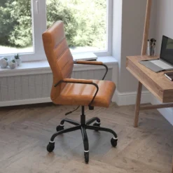 Flash Furniture Whitney High Back Executive Swivel Office Chair With Black Frame, Arms, And Transparent Roller Wheels -Furniture Series Store GUEST 4d3a7272 b4b4 49d5 a976 5925a53082c7