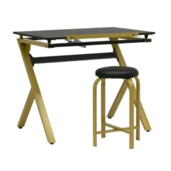 2pc Stellar Drawing Table With 36" Adjustable Top With Stool Set Black/Gold - Studio Designs -Furniture Series Store GUEST 4ded90c1 5f57 4ae5 aa4a e8047a0b115e