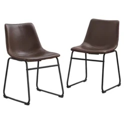 Set Of 2 Laslo Modern Upholstered Faux Leather Dining Chairs - Saracina Home -Furniture Series Store GUEST 4df149f4 10cd 43f6 ae87 21d2762646ef