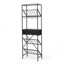 Boster Boho Industrial 21 Bottle Floor Wine Rack With Storage Natural/Black - Christopher Knight Home -Furniture Series Store GUEST 4e560d45 a088 4faf af45 25363c758e6b