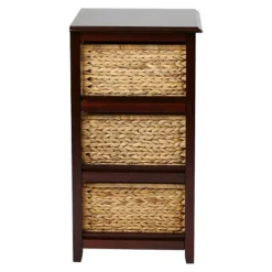 Seabrook ThreeTier Storage Unit With Espresso And Natural Baskets - OSP Home Furnishings