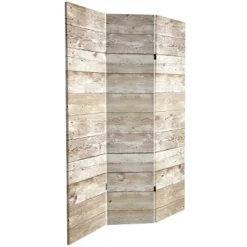 6" Double Sided Pale Wood Pattern Canvas Room Divider Brown - Oriental Furniture -Furniture Series Store GUEST 4f6a0624 25b1 40b0 b74d 037d1b8ba78c