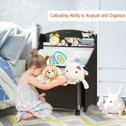Costway Kids Wooden Toy Storage Unit Organizer W/Rolling Toy Box & Plastic Bins NaturalEspresso -Furniture Series Store GUEST 4fc34305 9481 40cd bed5 35dcd736d6c9