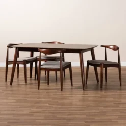 5pc Aeron Wood Dining Set Light Gray/Walnut - Baxton Studio -Furniture Series Store GUEST 508698a1 4050 46fb b831 12dcf4d6290a