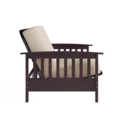 Full Size Holly Espresso Wood Arm Futon Frame With 6" Microfiber Mattress Tan - Room & Joy -Furniture Series Store GUEST 50b30d4a c994 4547 8edf 9da6cb84b9a5