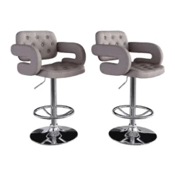 Set Of 2 Adjustable Tufted Fabric Barstool With Armrests - CorLiving -Furniture Series Store GUEST 50b512e8 e86a 4ea0 bcc4 97ae4521f534